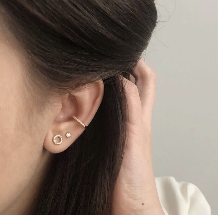 Srebrne pozłacane kolczyki z cyrkonią 3mm