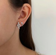 Srebrne  kolczyki z cyrkonią i łańcuszkiem