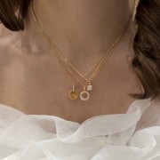 Srebrny pozłacany naszyjnik z cyrkoniami BŁYSK