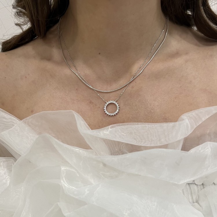 Srebrny naszyjnik z cyrkoniami KOŁO