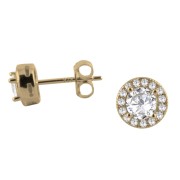 Srebrne pozłacane kolczyki z cyrkoniami ELEGANCJA