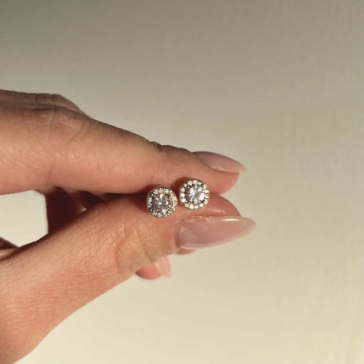 Srebrne pozłacane kolczyki z cyrkoniami ELEGANCJA