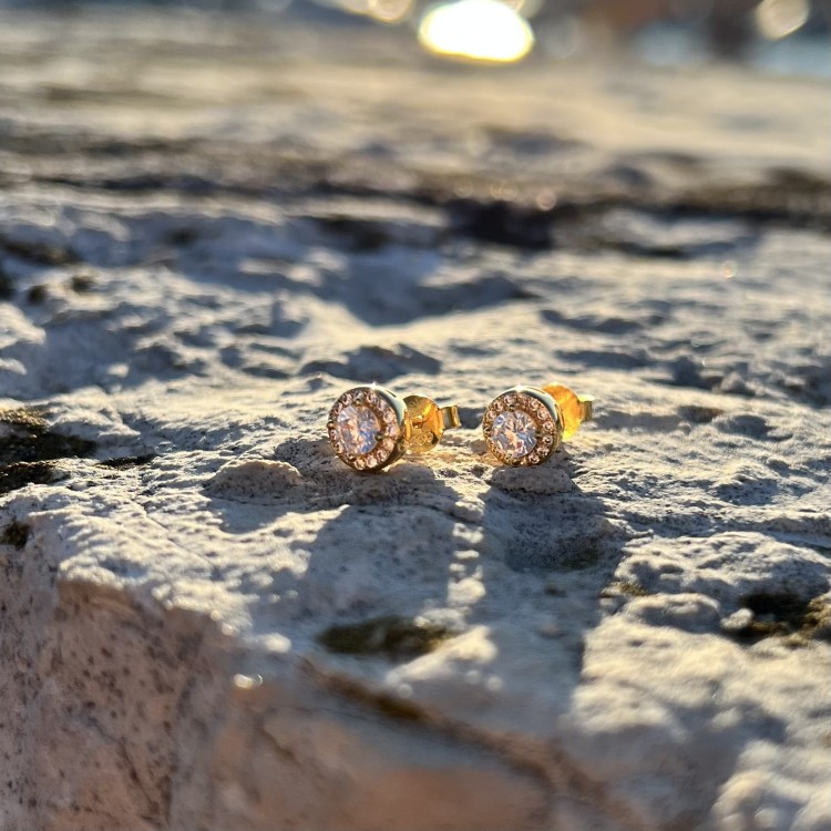 Srebrne pozłacane kolczyki z cyrkoniami ELEGANCJA