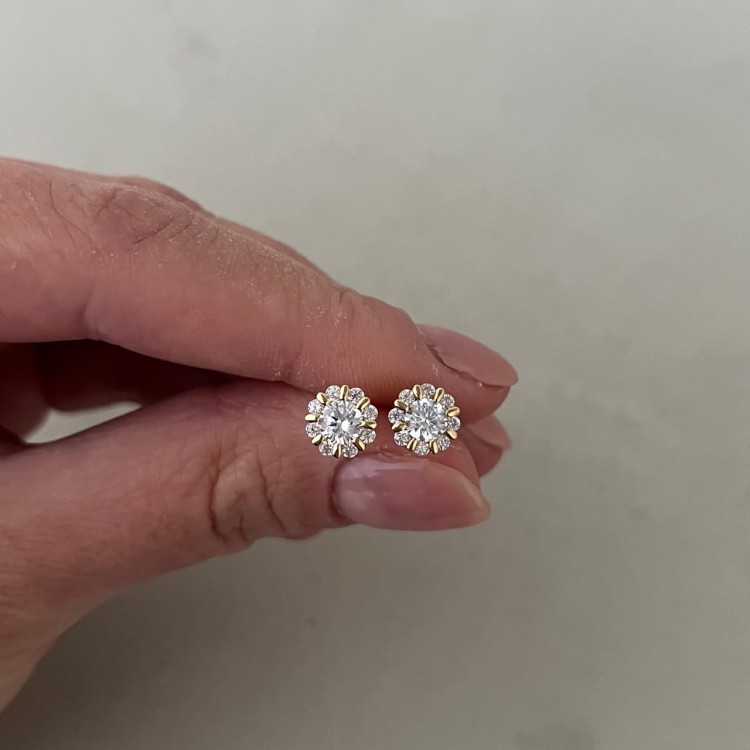 Srebrne pozłacane kolczyki z cyrkoniami koła CYRKONIOWE