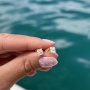 Srebrne pozłacane kolczyki z cyrkoniami mini błysk