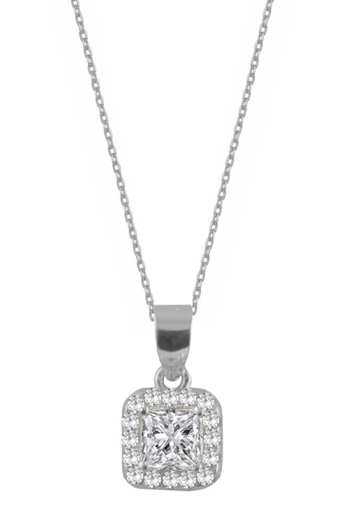 Srebrny naszyjnik z cyrkoniami KWADRAT