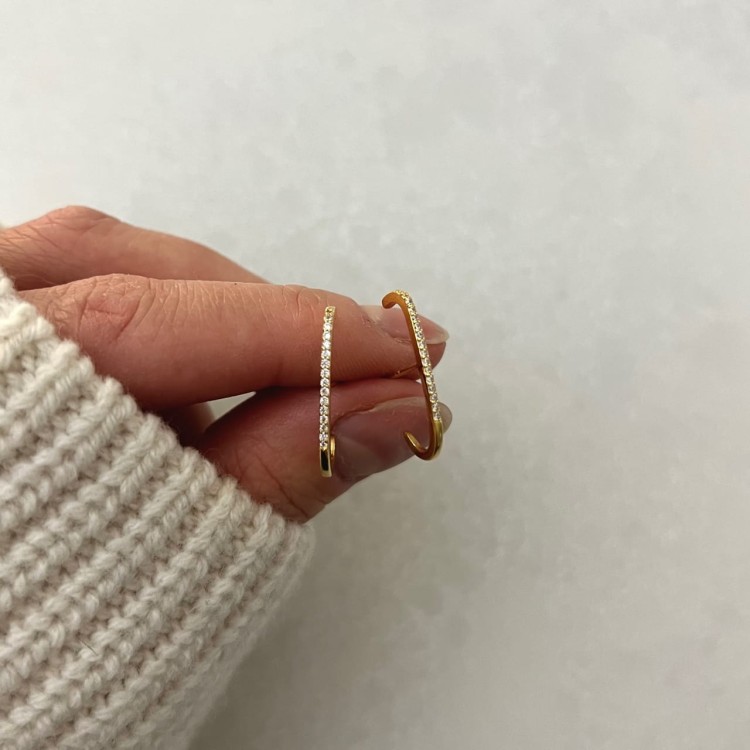 Srebrne pozłacane kolczyki z cyrkoniami nieoczywiste