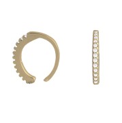 Srebrny pozłacany kolczyk z cyrkoniami nausznica