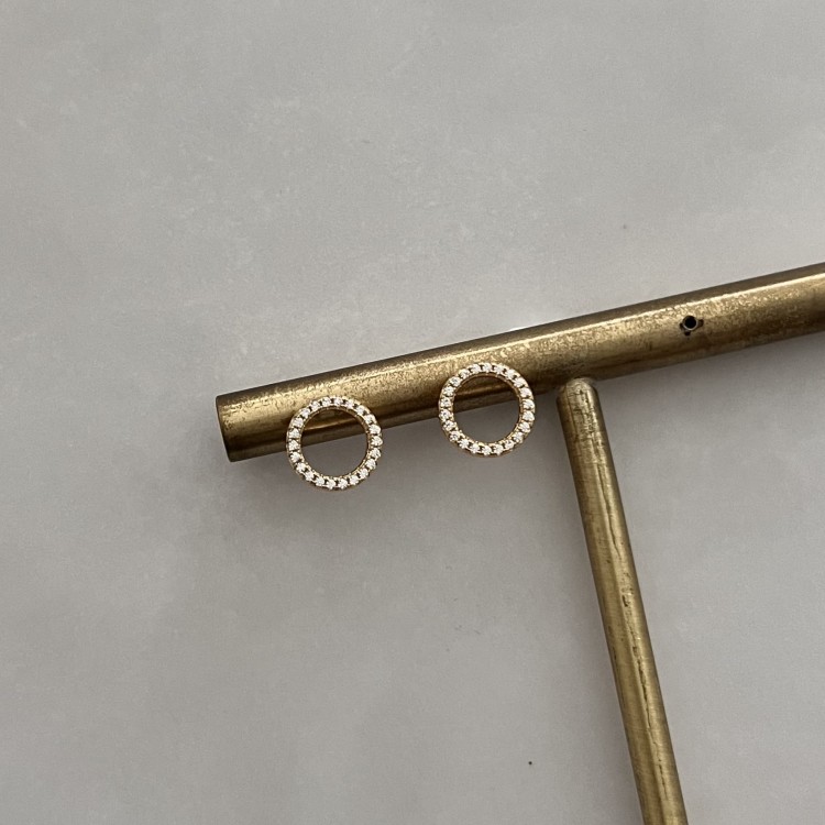 Srebrne pozłacane kolczyki koła z cyrkoniami 11mm