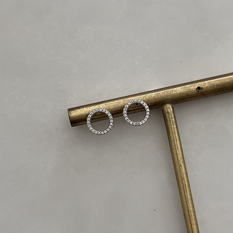 Srebrne kolczyki koła z cyrkoniami 11mm