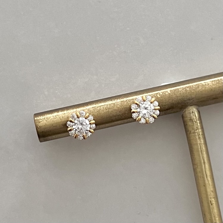 Srebrne pozłacane kolczyki z cyrkoniami CYRKONIOWE