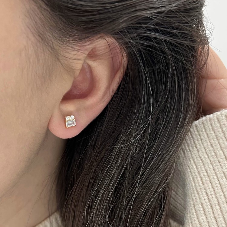 Srebrne pozłacane kolczyki z cyrkoniami mini błysk