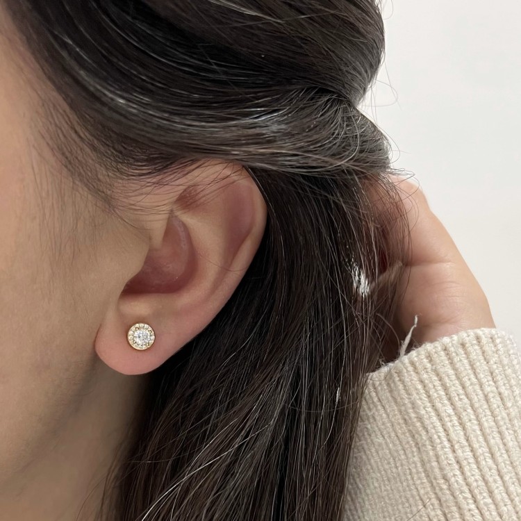 Srebrne pozłacane kolczyki z cyrkoniami ELEGANCJA