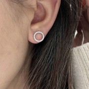 Srebrne kolczyki koła z cyrkoniami 11mm