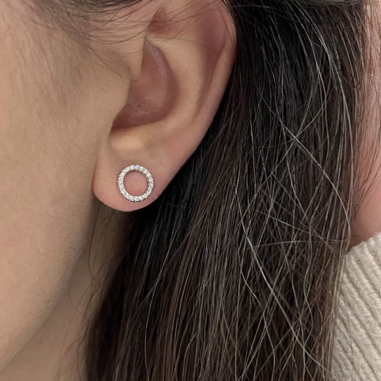 Srebrne kolczyki koła z cyrkoniami 9mm