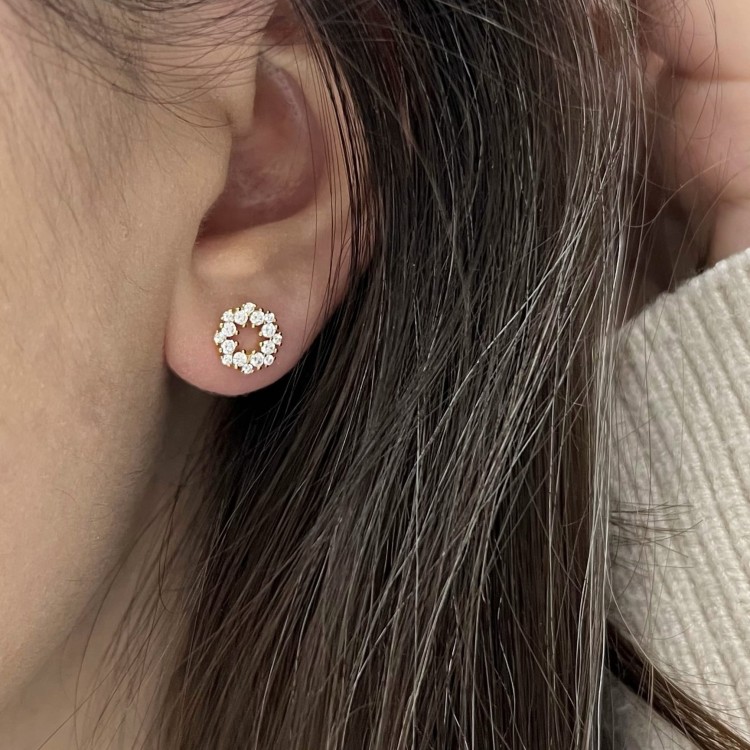 Srebrne pozłacane kolczyki z cyrkoniami złociste