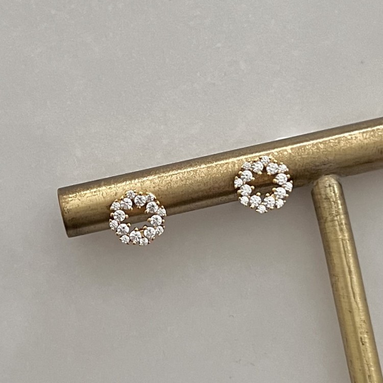 Srebrne pozłacane kolczyki z cyrkoniami złociste