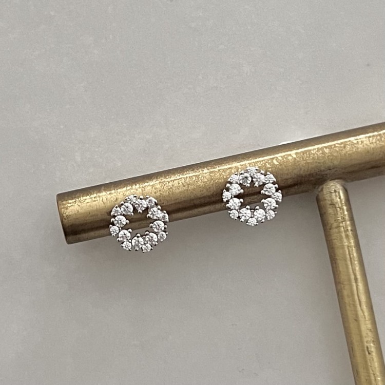 Srebrne kolczyki z cyrkoniami złociste