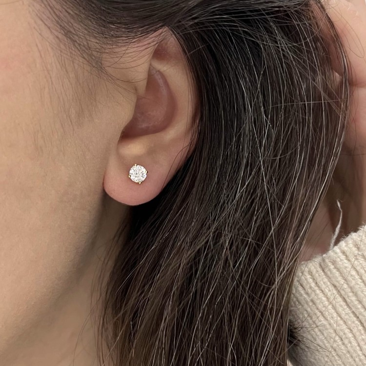 Srebrne pozłacane kolczyki z cyrkoniami 5mm