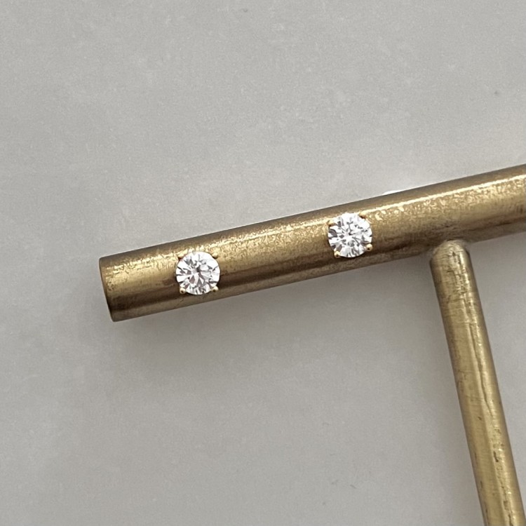 Srebrne pozłacane kolczyki z cyrkoniami 5mm