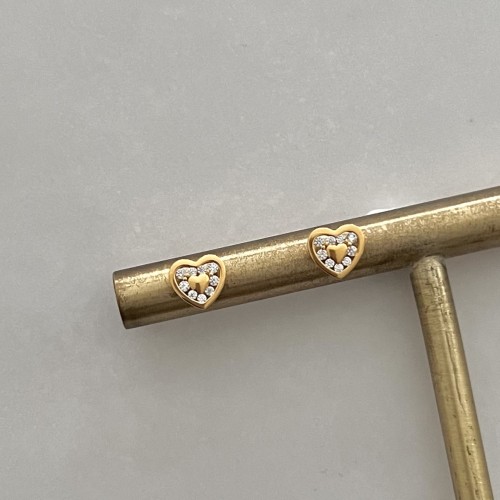 Srebrne pozłacane kolczyki z cyrkoniami serca