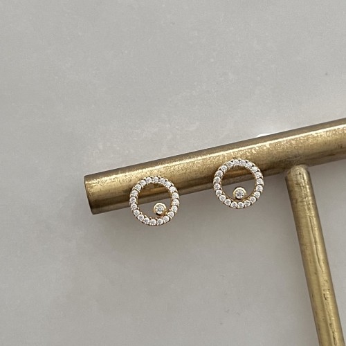 Srebrne pozłacane kolczyki z cyrkoniami KOŁA