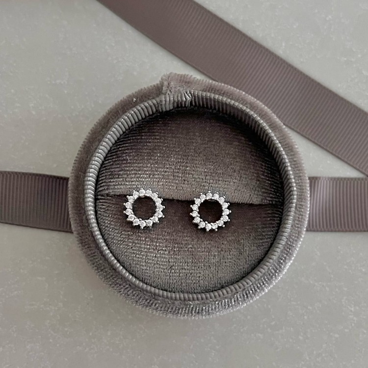 Srebrne kolczyki koła z cyrkoniami BŁYSK