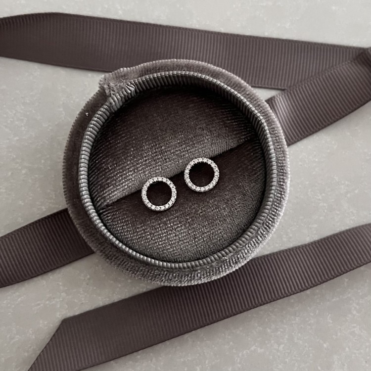 Srebrne kolczyki koła z cyrkoniami 9mm