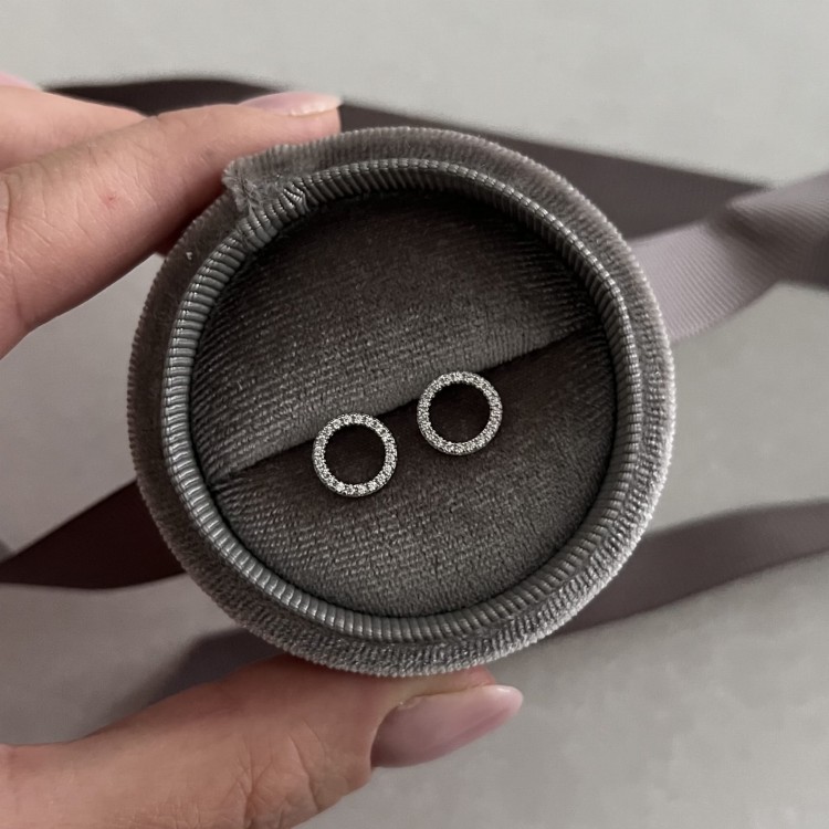 Srebrne kolczyki koła z cyrkoniami 9mm