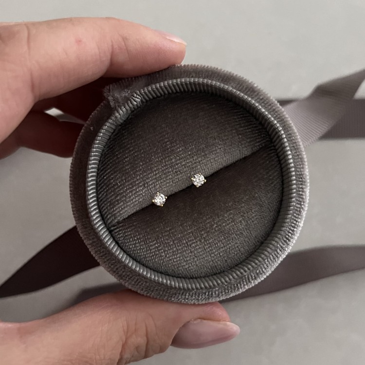 Srebrne pozłacane kolczyki z cyrkonią 3mm DROBNE