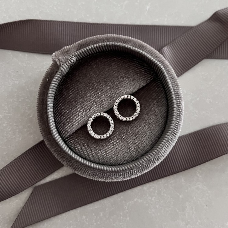 Srebrne kolczyki koła z cyrkoniami 11mm