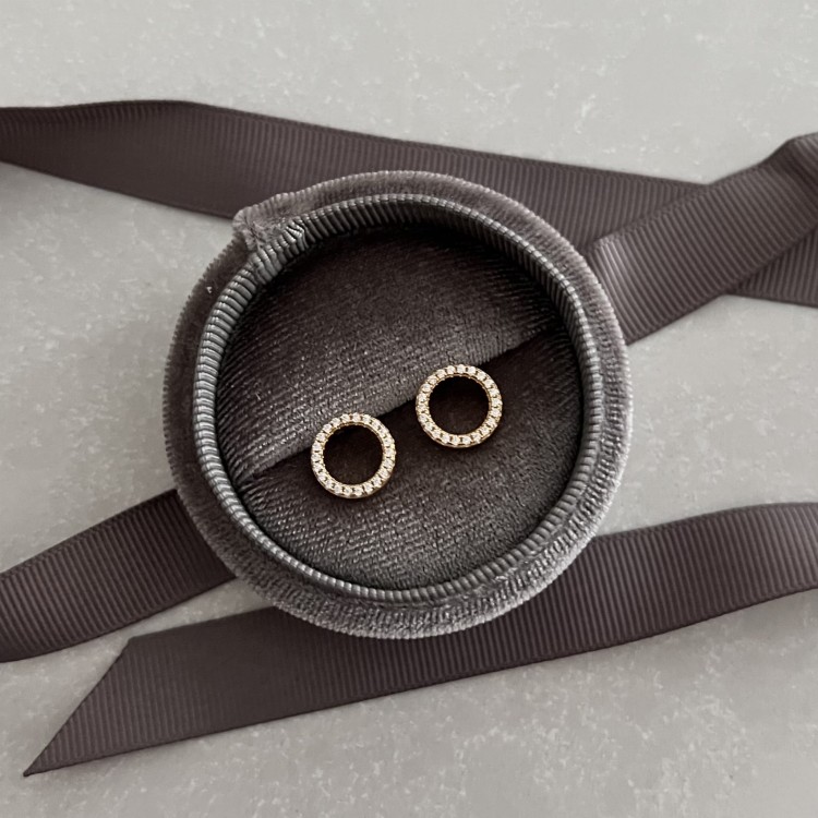 Srebrne pozłacane kolczyki koła z cyrkoniami 11mm