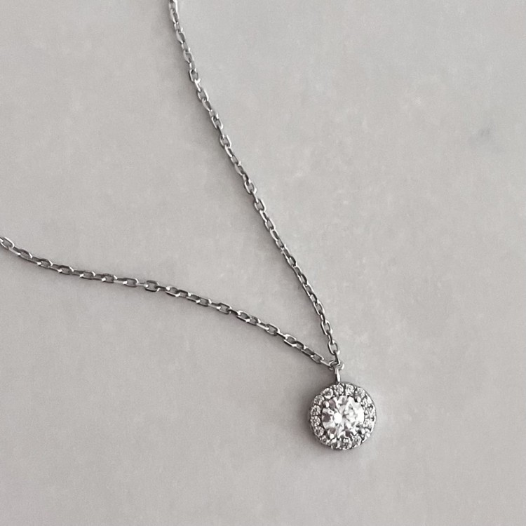 Srebrny naszyjnik koło z cyrkoniami STYLOWY