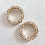 Srebrne pozłacane kolczyki koła z cyrkoniami 11mm