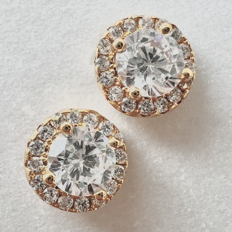 Srebrne pozłacane kolczyki z cyrkoniami STYLOWE