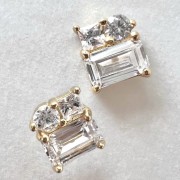 Srebrne pozłacane kolczyki z cyrkoniami mini błysk