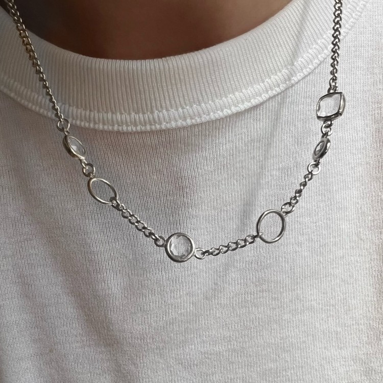 Srebrny naszyjnik KOLOROWY odcień brylantowy