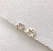 Srebrne pozłacane kolczyki koła z cyrkoniami RÓŻA