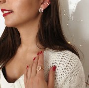 Srebrne pozłacane kolczyki koła z cyrkoniami RÓŻA