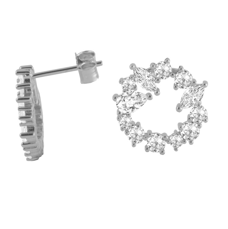 Srebrne kolczyki koła z cyrkoniami ROSA