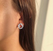 Srebrne kolczyki koła z cyrkoniami ROSA