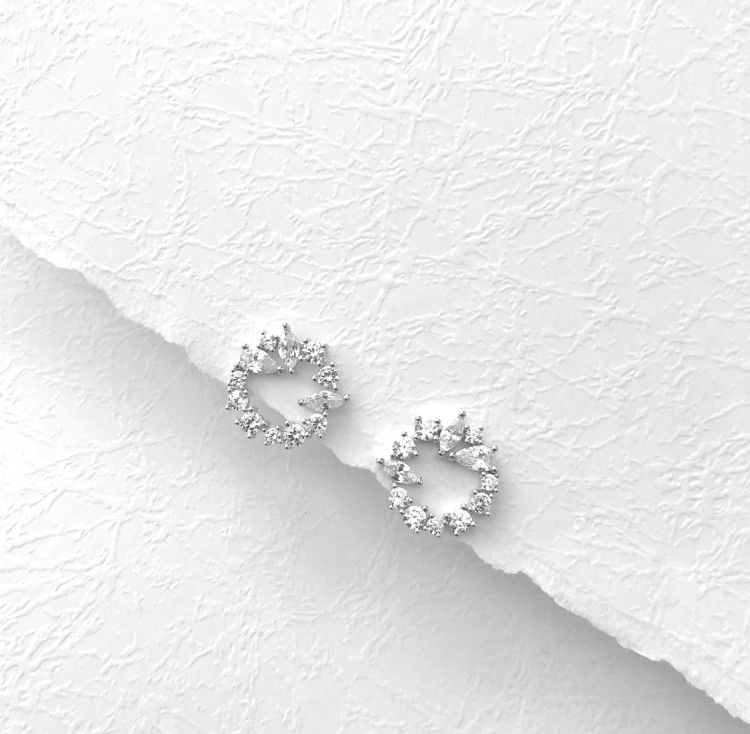 Srebrne kolczyki koła z cyrkoniami ROSA