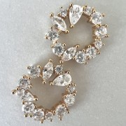 Srebrne pozłacane kolczyki koła z cyrkoniami RÓŻA