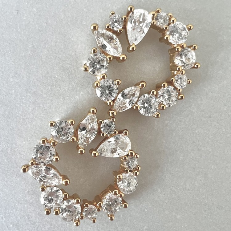 Srebrne pozłacane kolczyki koła z cyrkoniami RÓŻA