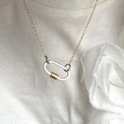 Srebrny pozłacany naszyjnik zapięcie SZEPT