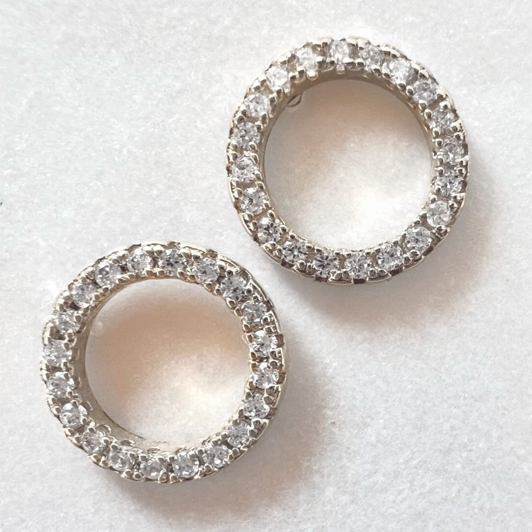 Srebrne kolczyki koła z cyrkoniami 9mm