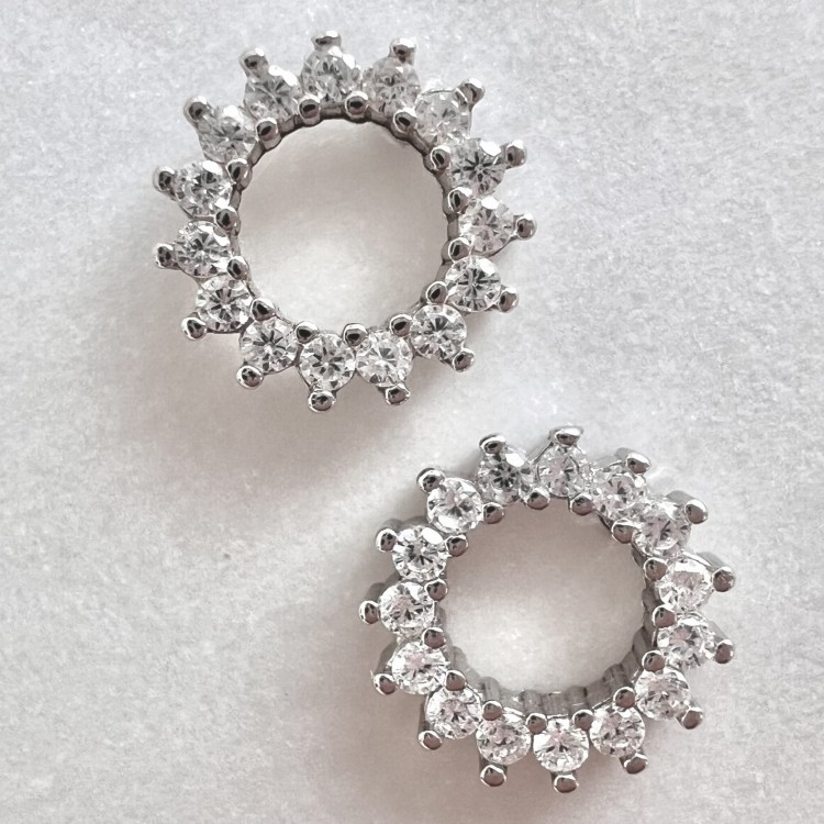 Srebrne kolczyki koła z cyrkoniami BŁYSK