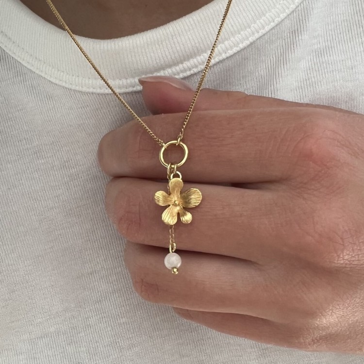 Srebrny pozłacany naszyjnik KWIAT MAGNOLIA