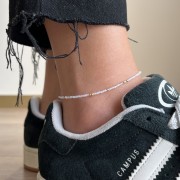 Bransoletka na kostkę OPAL OPALIZUJĄCY kamienie naturalne biała