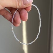 Bransoletka na kostkę OPAL OPALIZUJĄCY kamienie naturalne biała